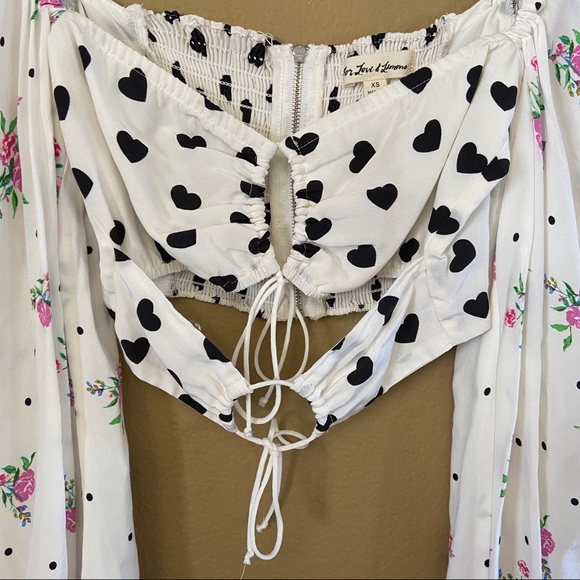 For Love & Lemons Lucia Set Floral Heart XS/S NWT - Picture 6 of 16